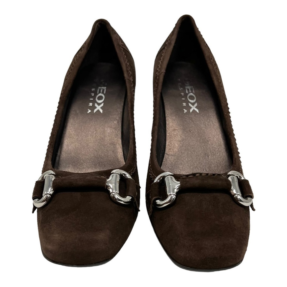 Geox Respira Brown Suede Comfort Heels Women’s 38 - Picture 2 of 15